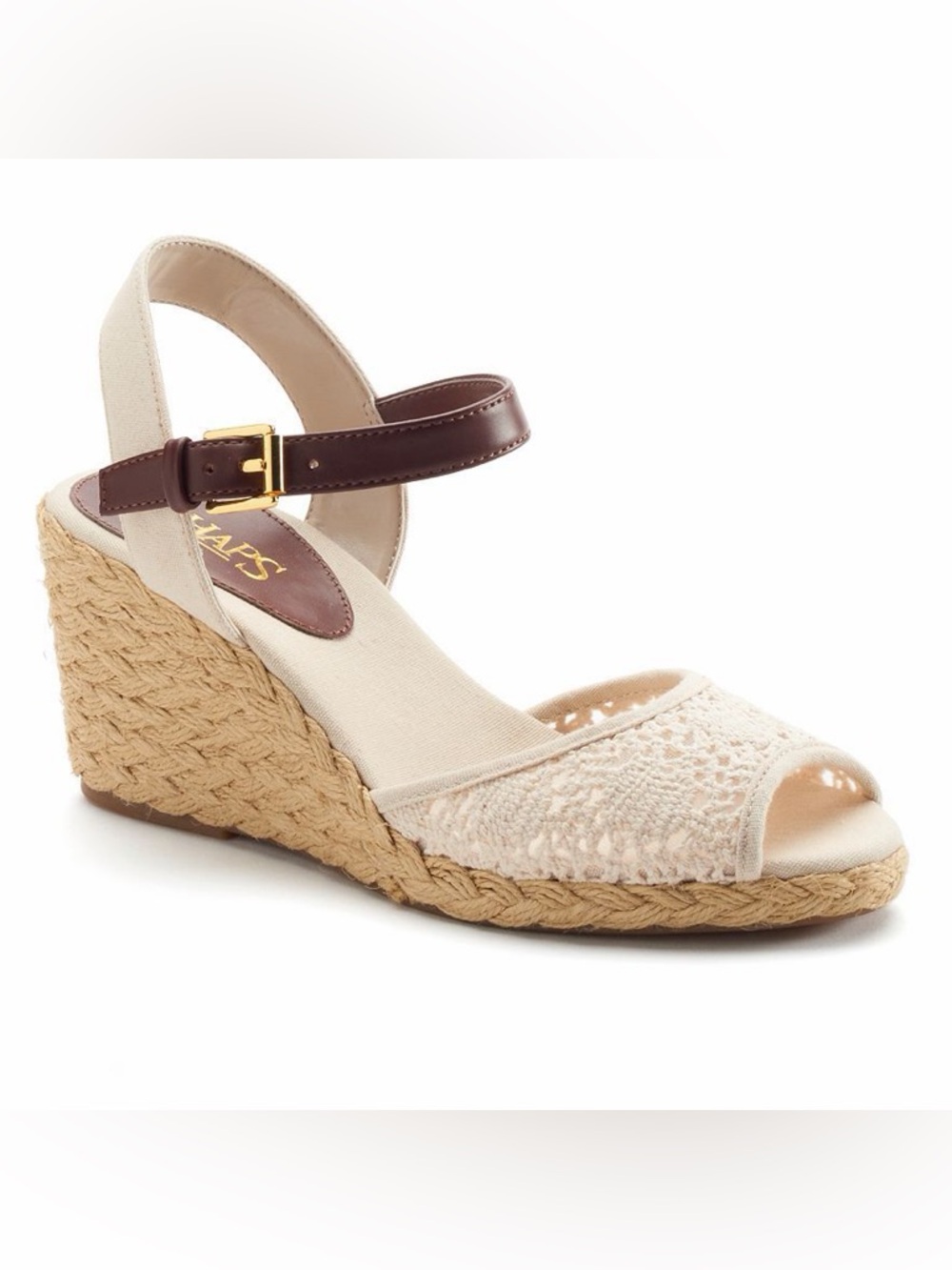 Chaps Damara Slingback Crochet Espadrille Wedge Sandals Shoes, sz 11B